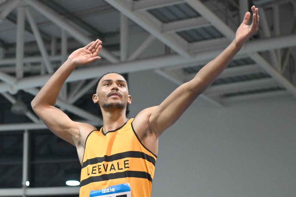 Reece Ademola of Leevale AC, Cork broke the Irish U23 indoor long jump record in Ostrava