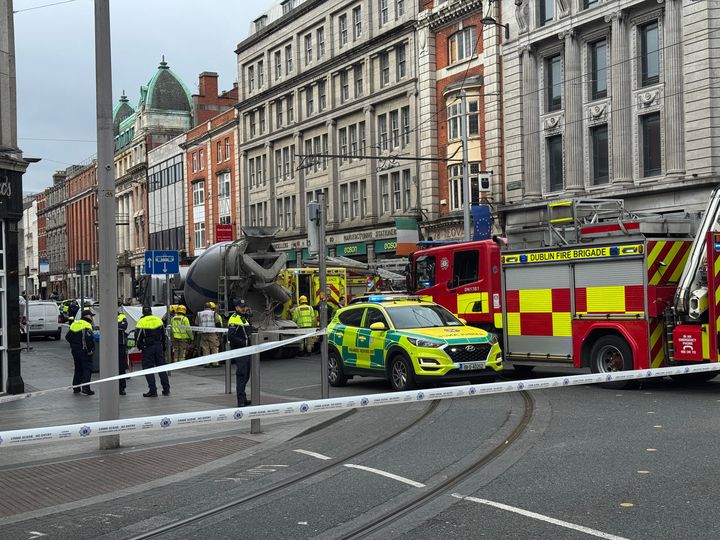 Emergency responders at scene of serious road traffic accident in Dublin city centre