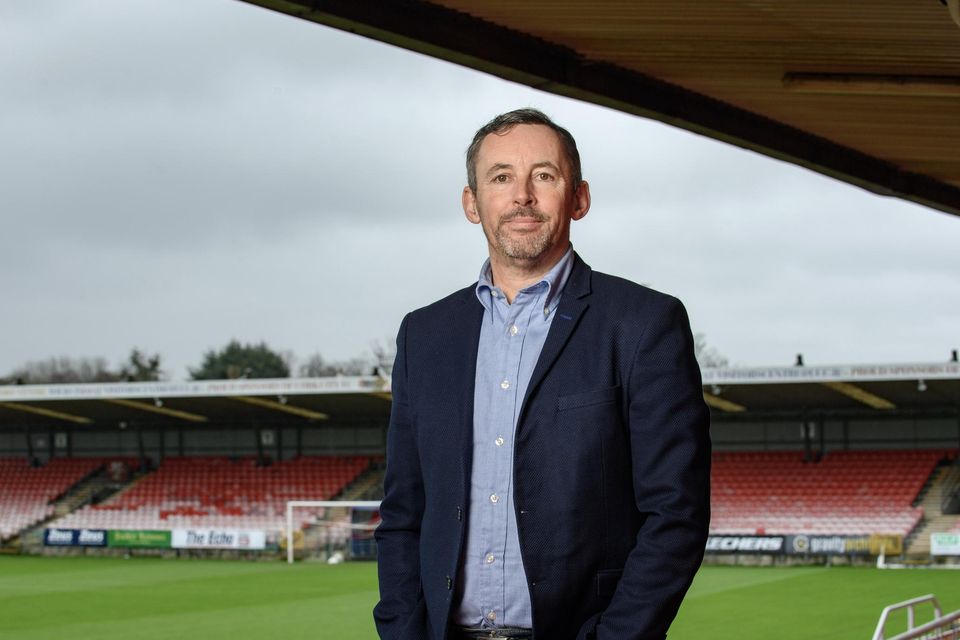 When I bought it, it I was a bit like, ‘jeez, I actually own a football club now,’ says new Cork City CEO, Dermot Usher, pictured at Turners Cross stadium. Picture by Daragh Mc Sweeney/Provision
