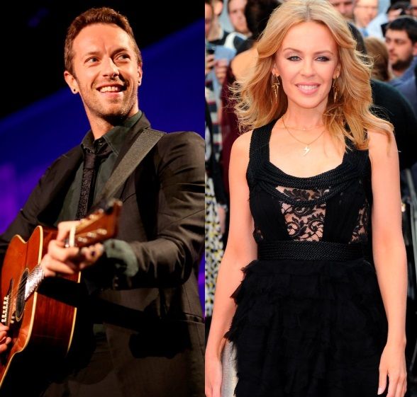 Chris Martin (left) and Kylie Minogue (right)