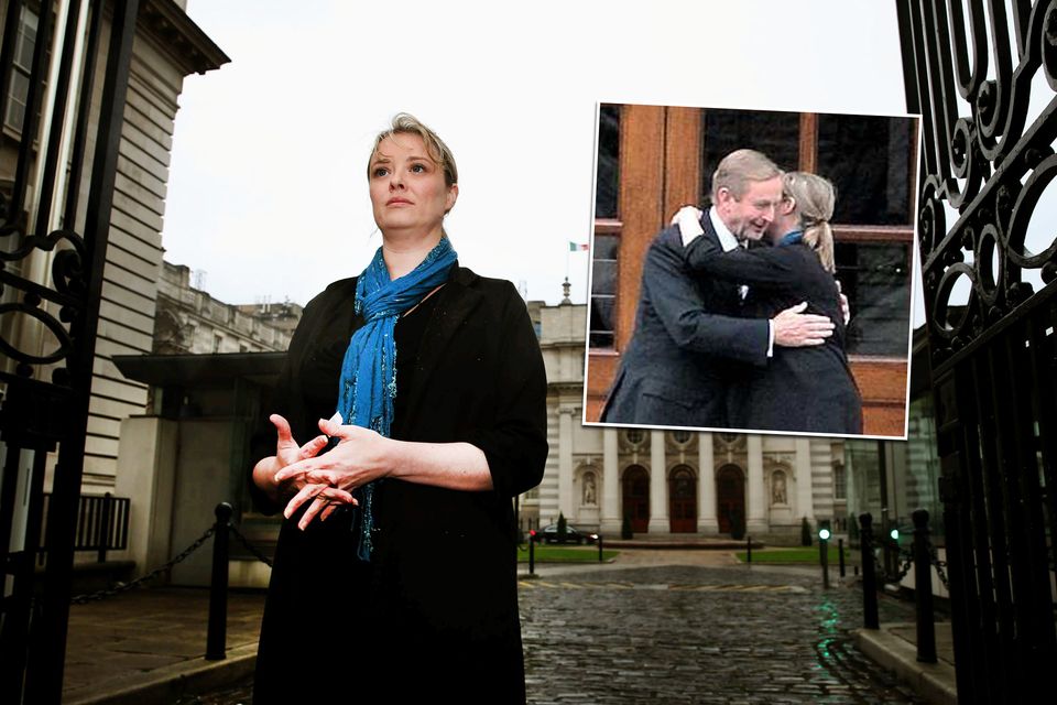Mairia Cahill outside Leinster House after her meeting with Taoiseach Enda Kenny yesterday. Photos: PA/Tom Burke