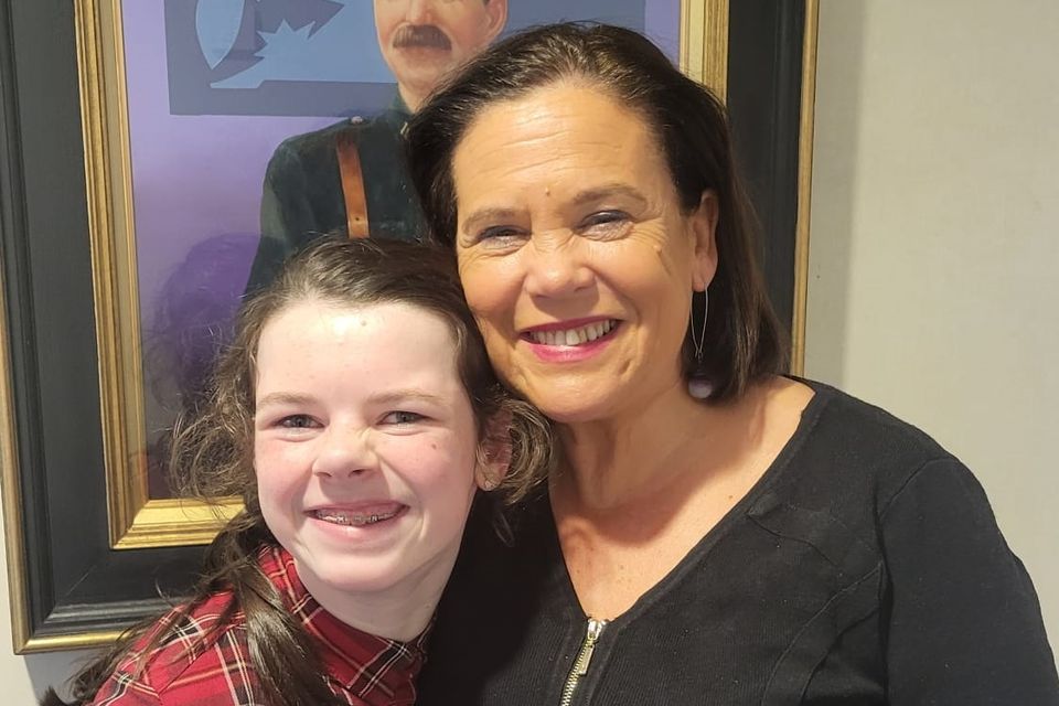 Disability rights campaigner Cara Darmody meeting Sinn Féin leader Mary Lou McDonald at the Dáil on Tuesda.