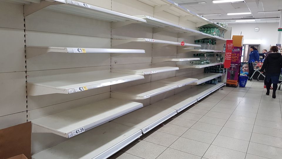 Tesco in Blanchardstown had to get in fresh supplies of water as people flocked to the shops to buy bottled water.