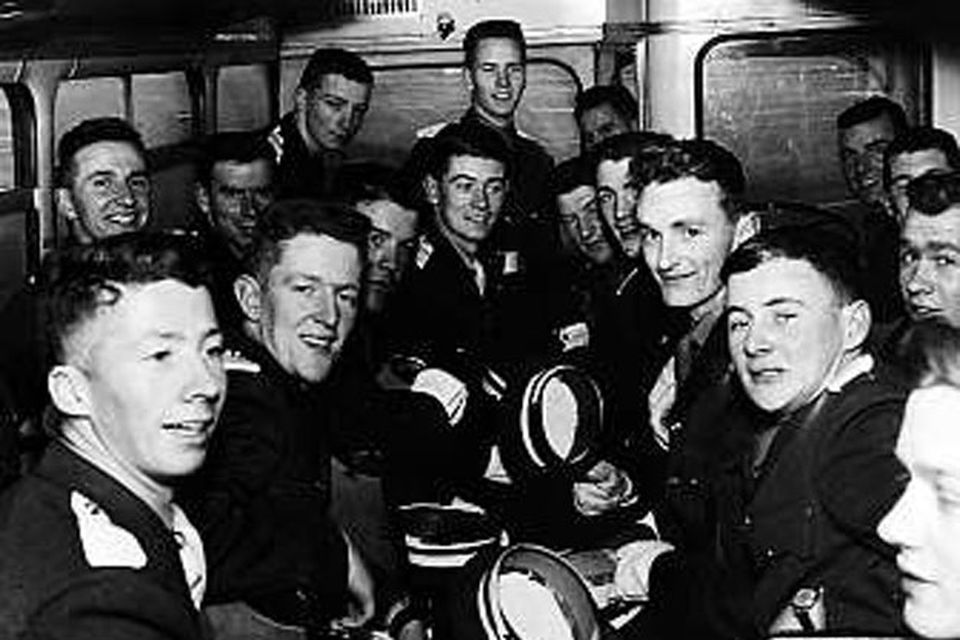 Colonel William Nott on a bus with his fellow cadets