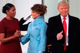 thumbnail: President-elect Donald Trump gives a thumbs up, as his wife Melania Trump (C), first lady Michelle Obama, upon arriving at the White House on January 20, 2017 in Washington, DC. Later in the morning President-elect Trump will be sworn in as the nation's 45th president during an inaugural ceremony at the U.S. Capitol.   (Photo by Mark Wilson/Getty Images)