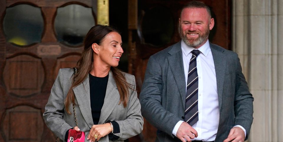 Coleen and Wayne Rooney leaving the Royal Courts Of Justice, London, as the high-profile libel battle between Rebekah Vardy and Coleen Rooney continues. Photo: Yui Mok/PA Wire