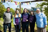 thumbnail: Ramsgrange JCSP awards photographed in their JCSP restorative garden. From left; Anthony Russell volunteer, Katie Doyle, Beibhinn Edwards, Ava Cadogan and Joe Devine volunteer. Photo; Mary Browne