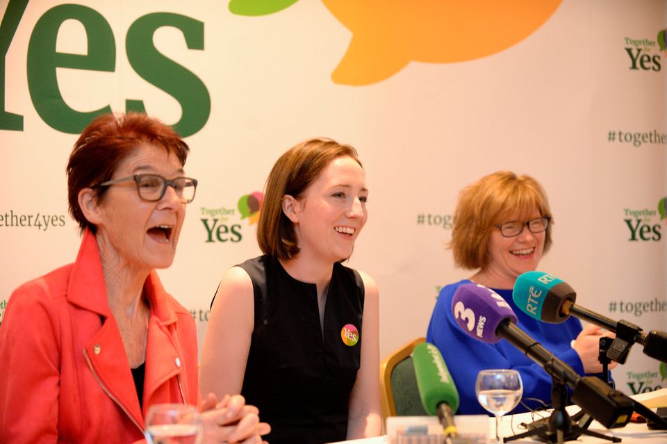 l-r; Ailbhe Smyth, Grainne Griffin and Orla O'Connor at Together for Yes press conference. Davenport Hotel, Dublin. Picture: Caroline Quinn
