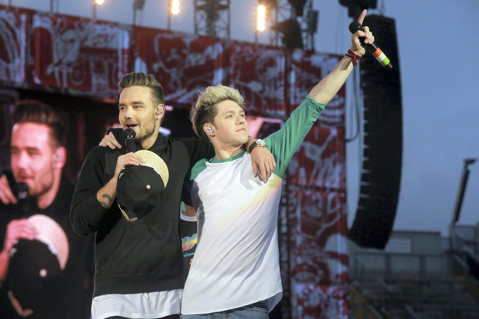 Liam Payne and Niall Horan of One Direction in concert at Croke Park, Dublin.. Picture:Arthur Carron
