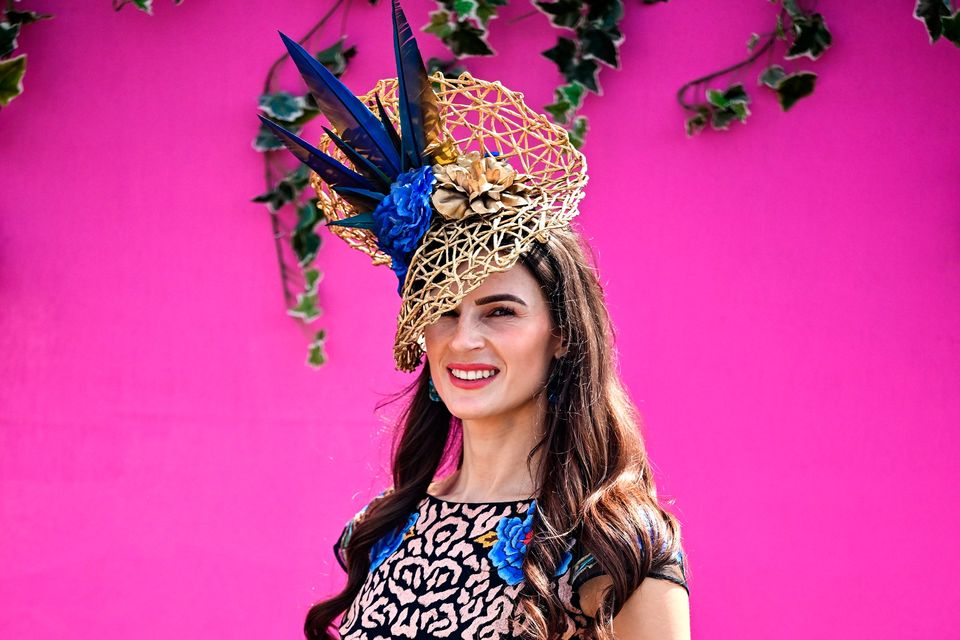 Racegoer Katie Young, from Kildare, on day two of the Punchestown Festival. Photo: David Fitzgerald/Sportsfile