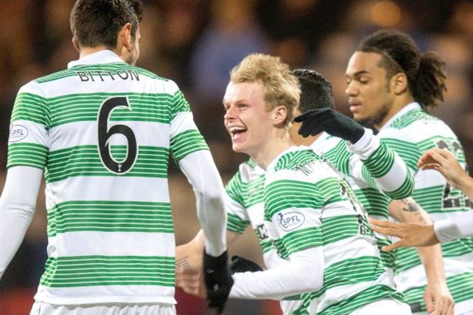 Celtic's Gary Mackay-Steven celebrates scoring his side's first goal of the game