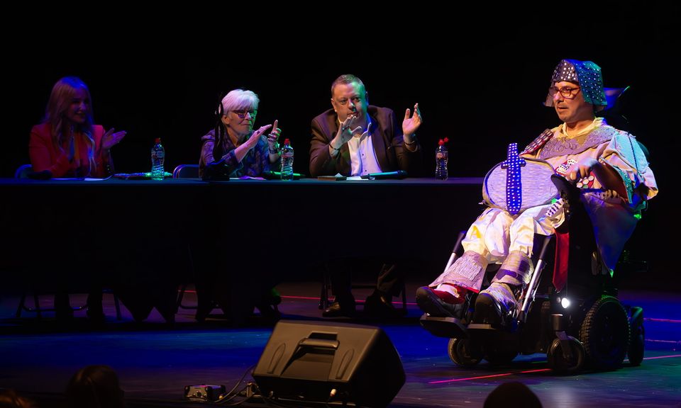 Centurion modelled by Stephen Sinnott representing the Irish Wheelchair Association during the Reach Ability Trash Panache in the National Opera House on Wednesday. Pic: Jim Campbell