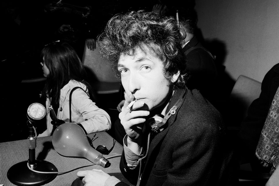 Bob Dylan at a press conference in London in  1965. Photo: Stanley Bielecki via Getty Images