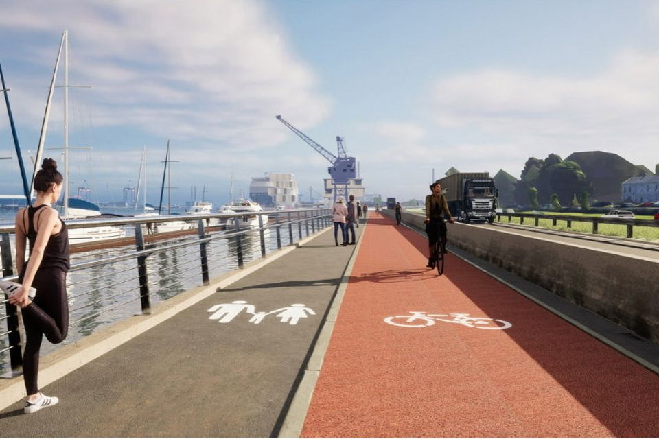 The plans for Dublin Port include new pedestrian paths and cycle lanes