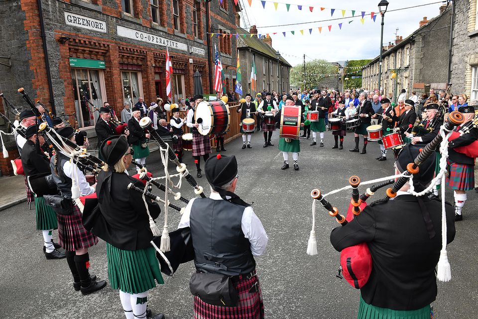Members of the Carlingford Pipe Band and the Altnaveigh Memorial Pipe Band at the Greenore Port and Village 150th Anniversary celebrations. Photo: Ken Finegan/www.newspics.ie