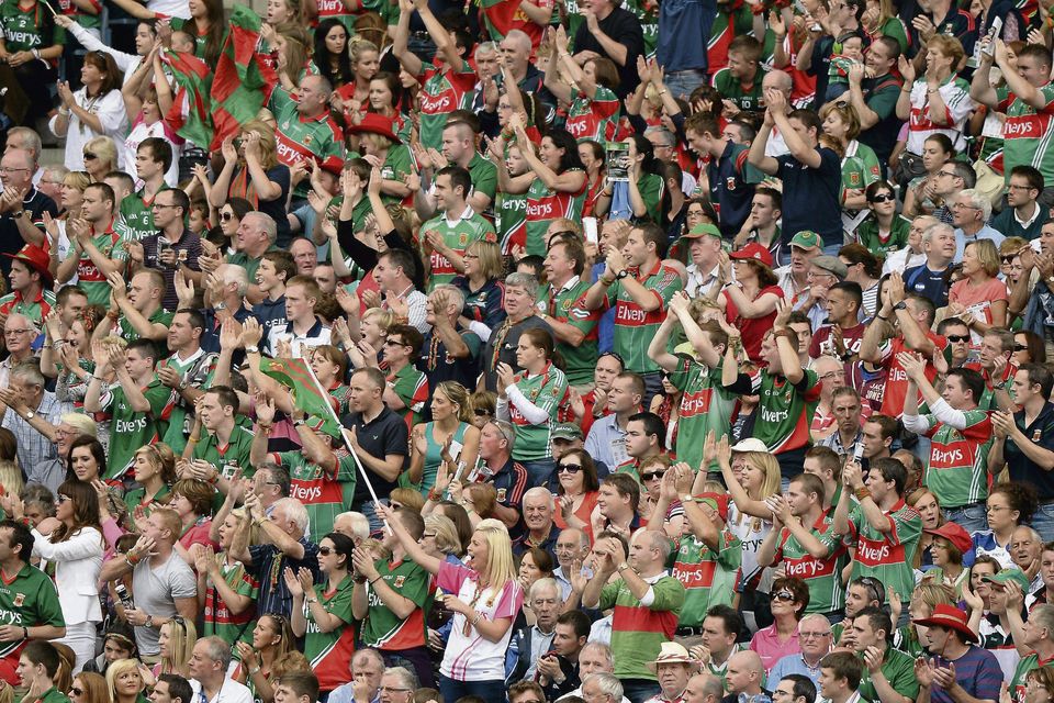 Jubilant Mayo fans watch their team  secure a place in the All-Ireland final