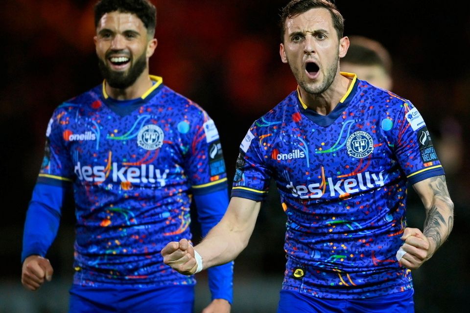 Dylan Connolly, right, and Declan McDaid of Bohemians celebrate