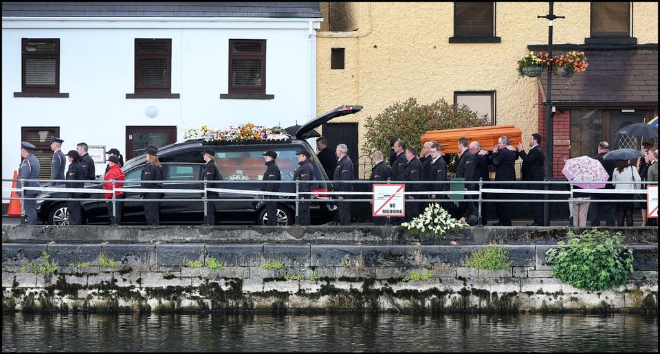 The remains of Larry and Martina Hayes tragically killed in Tunisia leaving the funeral home before arriving at the Church of St Peter and Paul where the funeral mass will take.
Pic Steve Humphreys
2nd July 2015.