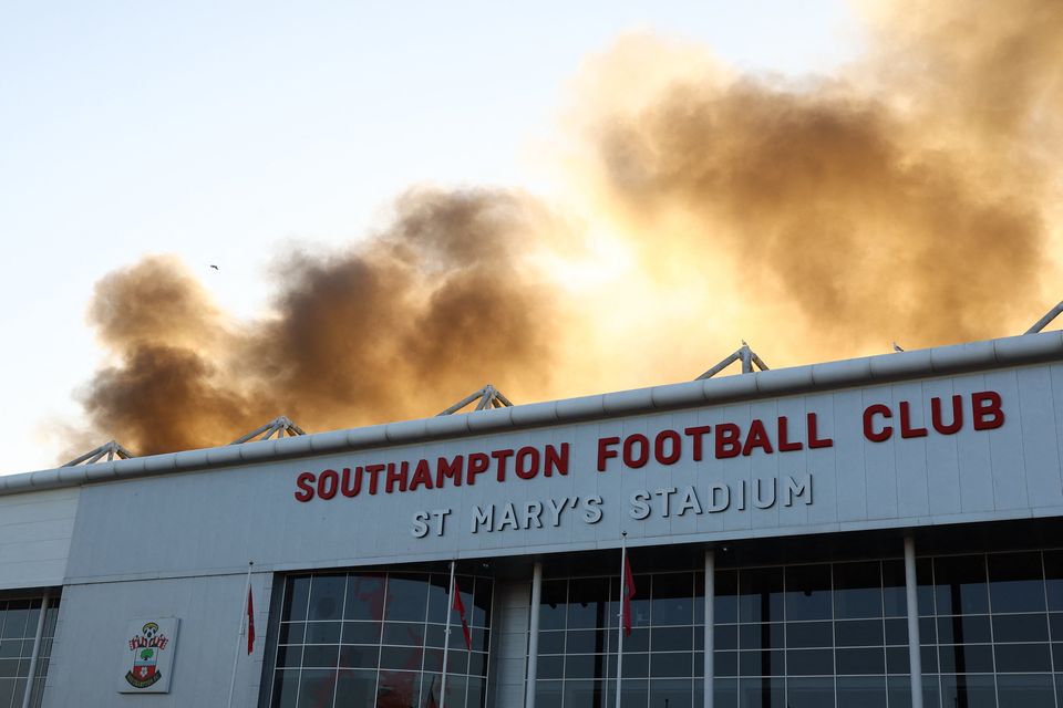A fire broke out near St Mary's Stadium.