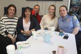 thumbnail: l-r: Fiona O'Sullivan, Deloras O'Dowd, Stephen Sheehan, Cathy O'Connor and Sgt, Sylvia Ryan at the coffee morning in aid of the Hope Centre in Enniscorthy Garda Station.
