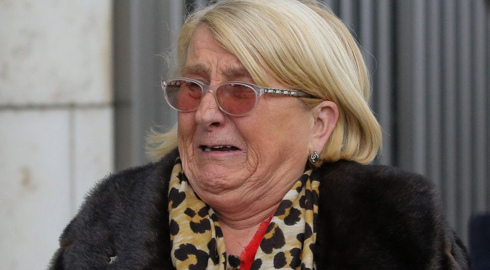 Distraught: Sadie Byrne, the mother of David Byrne, outside the Special Criminal Court at the CCJ in Dublin. Picture: Collins