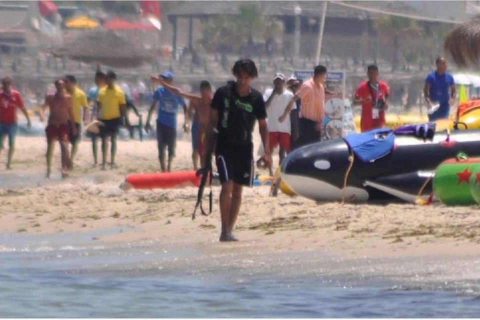 HORROR IN TUNISIA: Islamic terrorist Seifeddine Rezgui on a video shown on Sky News, casually strolling down the beach with his gun — just minutes before he opened fire on innocent tourists