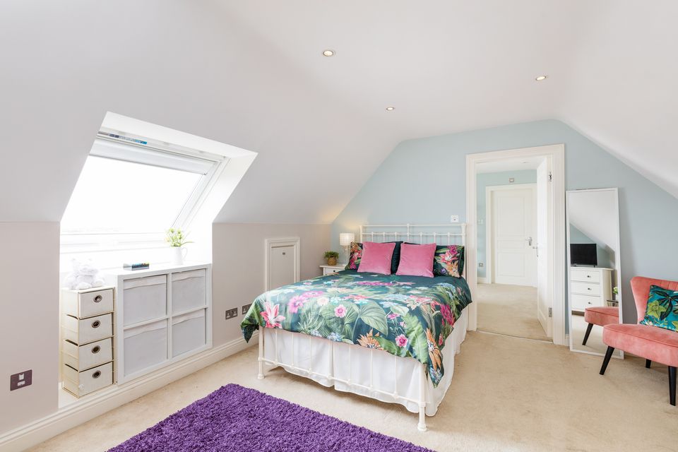 A double bedroom in the converted attic