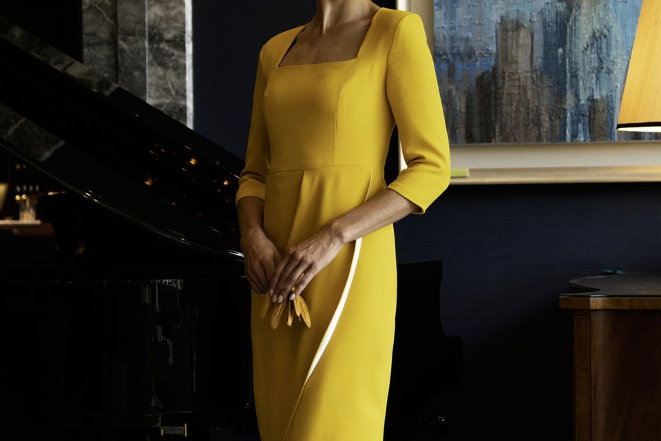 M&s hot sale mustard dress