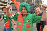 thumbnail: Mayo supporter Bob Durcan, centre, from Westport