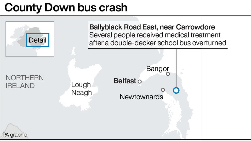 Newtownards: Emergency services at scene of school bus crash