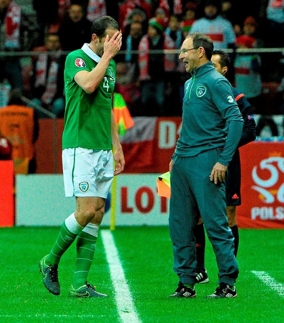 Martin O’Neill will have to plan for the first leg of the play-off without the suspended John O’Shea and Jon Walters
