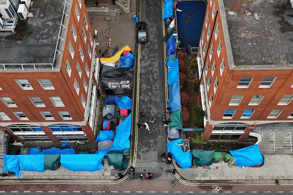 The tents used by asylum-seekers near the Office of International Protection on Mount Street which were recently removed. Photo: PA