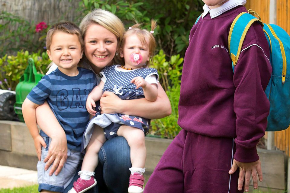 Sinead Fox from Gorey, Co Wexford, with her children Cathal, Laoise and Ciaran. Photo: Patrick Browne