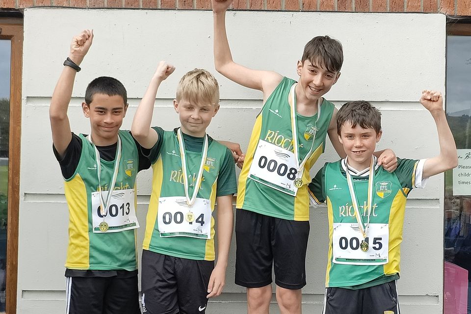The An Riocht under-14 relay team that won the gold medal at the Juvenile and Junior Track and Field Championship