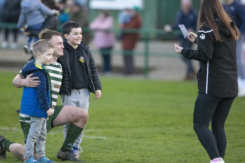 One for the family album! James Murray of Greystones RFC's fourths celebrates after the final whistle of the Metro 7 league final in Dr. Hickey Park last weekend.