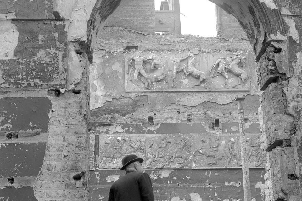 File photo dated 11/05/1916 of a part of the ruins of the Picture Gallery after the Rising in Dublin. Photo: PA/PA Wire