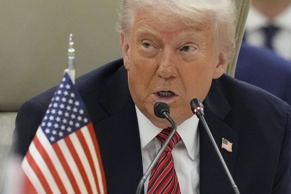 President Donald Trump speaks during the Gulf Co-operation Council summit in Riyadh, Saudi Arabia (Alex Brandon/AP)