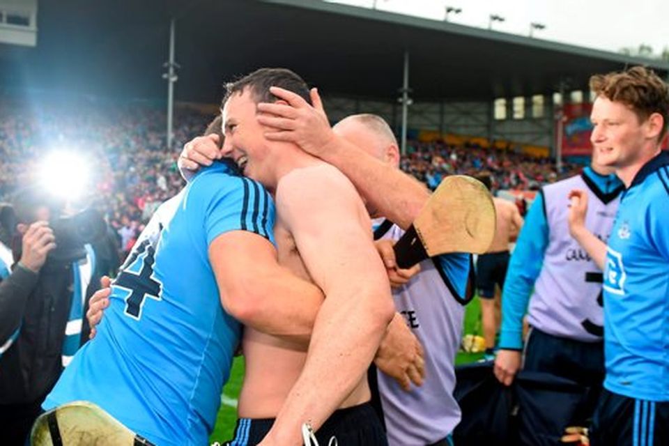 Dublin's Liam Rushe and Conal Keaney, 14. after the 2015 Hurling All-Ireland Senior Championship clash v Limerick. Picture credit: Ray McManus / SPORTSFILE