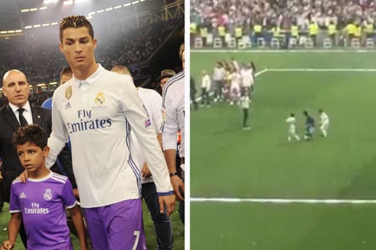GOAL - Cristiano Ronaldo Jr copied his dad by hitting the