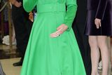 thumbnail: Her green Catherine Walker coat dress was picture perfect during a reception at Parliament House Down Under