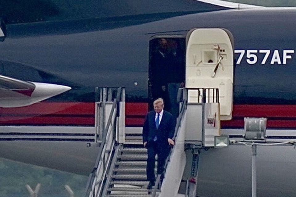 Donald Trump on arrival in Shannon. Photo: Niall Carson/PA.