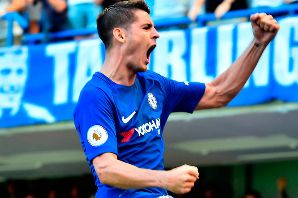 Alvaro Morata celebrates after scoring Chelsea’s second goal. Photo: Glyn Kirk/Getty Images