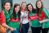thumbnail: 30/08/2015  
GAA fans (L to R) 
Bethany Monaghan
Emer o donnell
Maire ruddy
Marie Deane
Shannon tighe all from Belmullet
at the GAA Semi Final between Dublin & Mayo in Croke Park, Dublin.
Photo: Gareth Chaney Collins