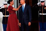 thumbnail: US President Barack Obama and First Lady Michelle Obama prepare to greet President-elect Donald Trump and his wife Melania to the White House
