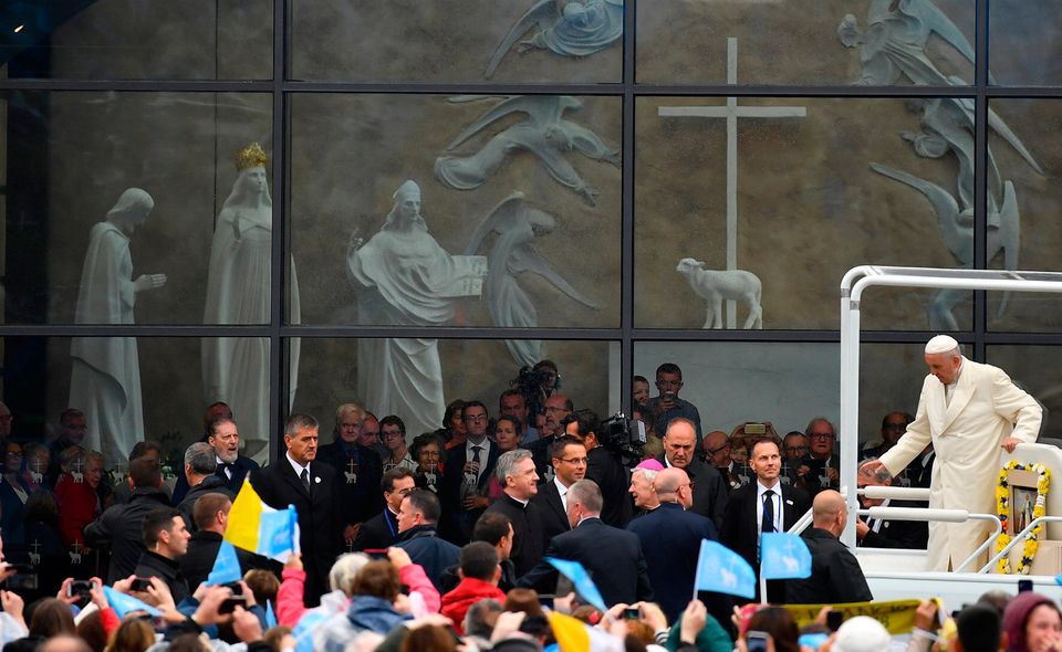 Pope Francis arrives at the Knock Shrine in Knock, Ireland, August 26, 2018. REUTERS/Dylan Martinez