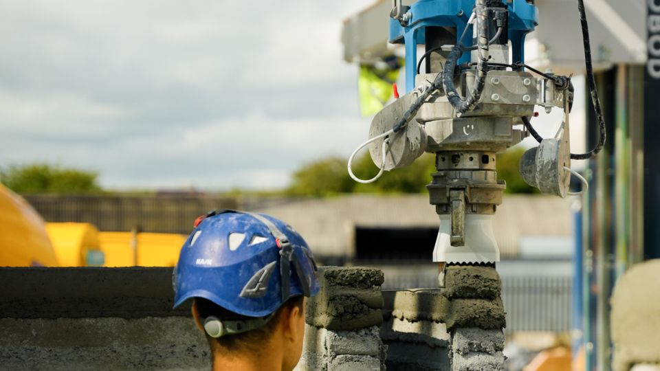 Bâtiment d’essais de pré-construction 3DCP à Drogheda.  Photo : Conseil du comté de Louth.