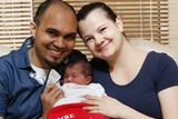 thumbnail: Baby Emma born at 12.38am 3.5kg pictured with mum Kitti Tengur amd dad Arunesh Tengur