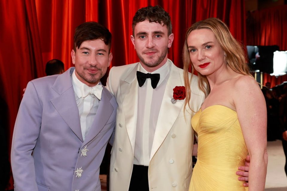 Barry Keoghan, Paul Mescal and Kerry Condon arrive at the Oscars. Photo: Emma McIntyre/Getty.