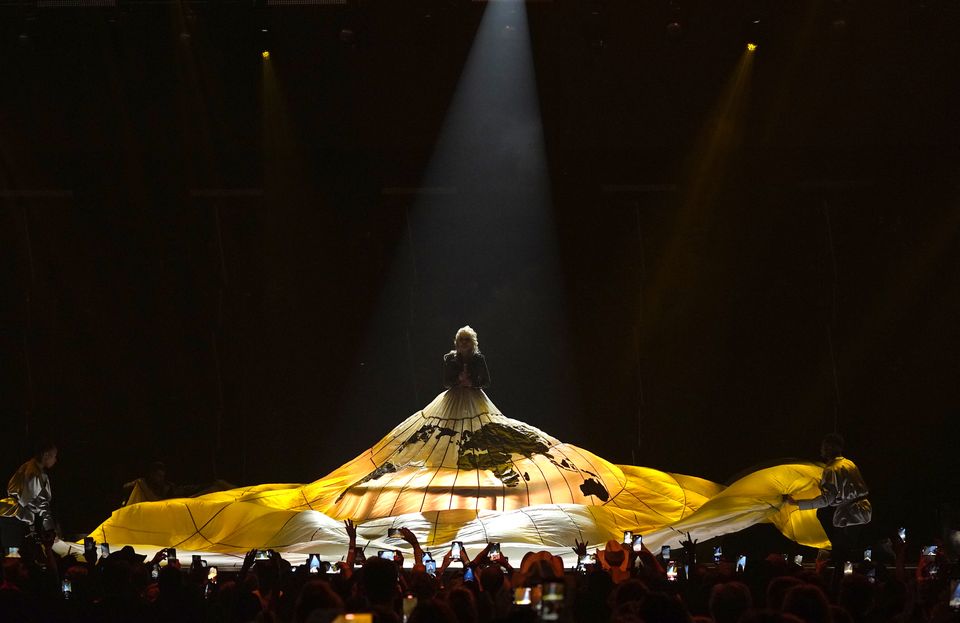 The singer performed her new track World On Fire (Chris Pizzello/AP)