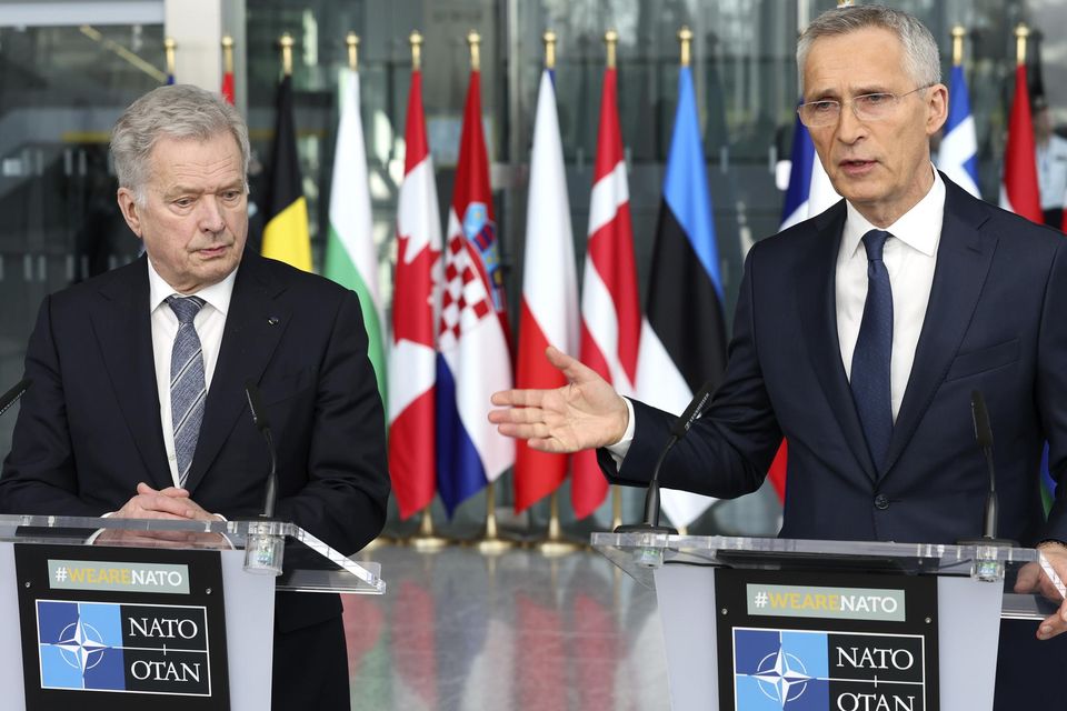 Finland’s President Sauli Niinisto and Nato secretary-general Jens Stoltenberg. Photo: Geert Vanden Wijngaert/AP